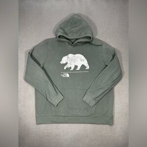 The North Face Men's Olive Green Bear Graphic Hoodie